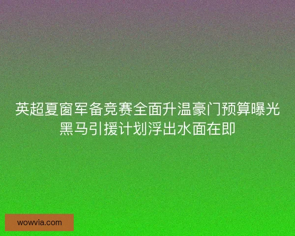 英超夏窗军备竞赛全面升温豪门预算曝光黑马引援计划浮出水面在即